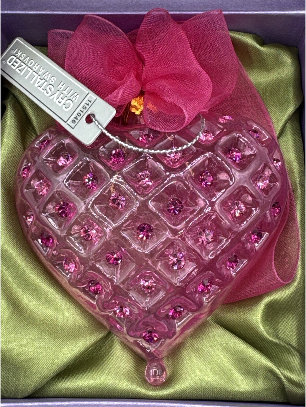 Swarovski Crystals Expressions From The Heart 3” Ornament Pink Color Of Love